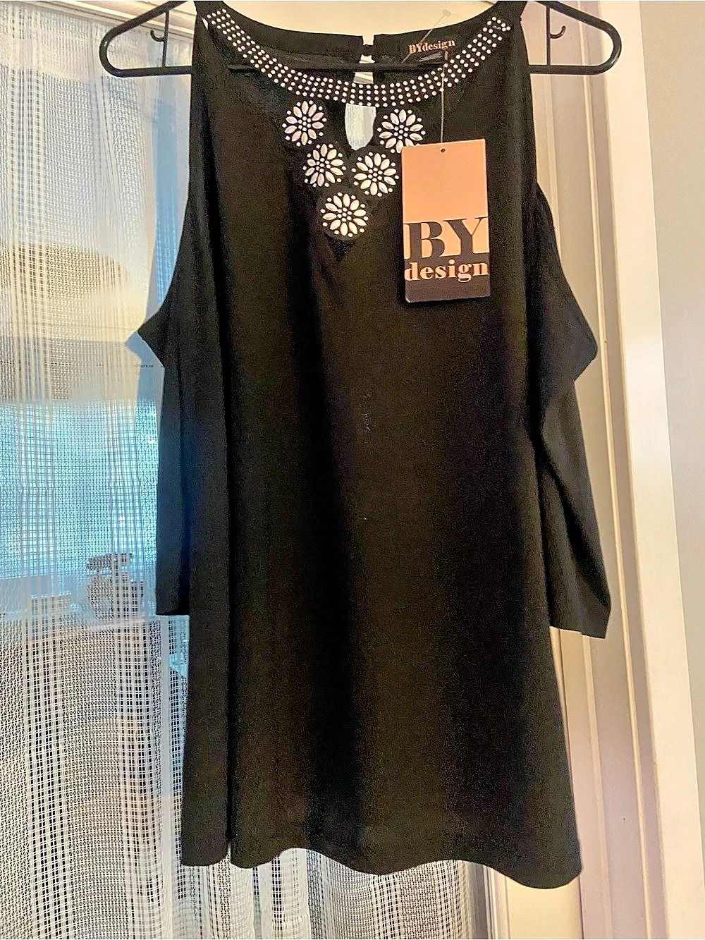 BY design Embellished shirt in Black NWT